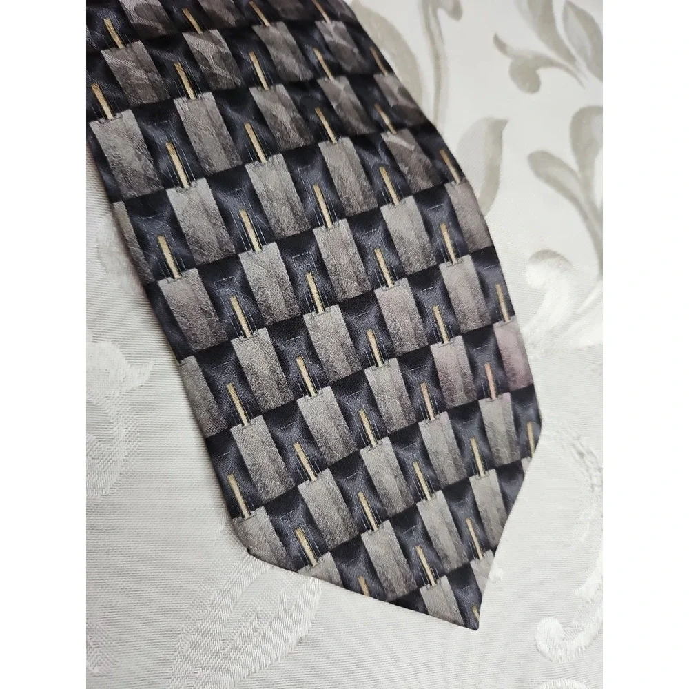 ENRICO GUCCINI 100% Silk Tie‎ Blue/Gray Abstract Classic Paris/Rome